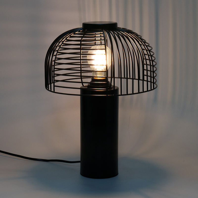 Black Bird Cage Lampa stołowa kutego żelaza