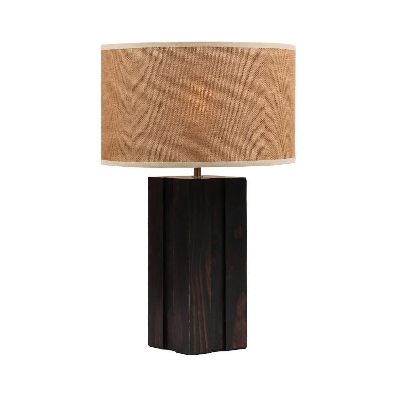 Artystyczna drewniana lampa stołowa