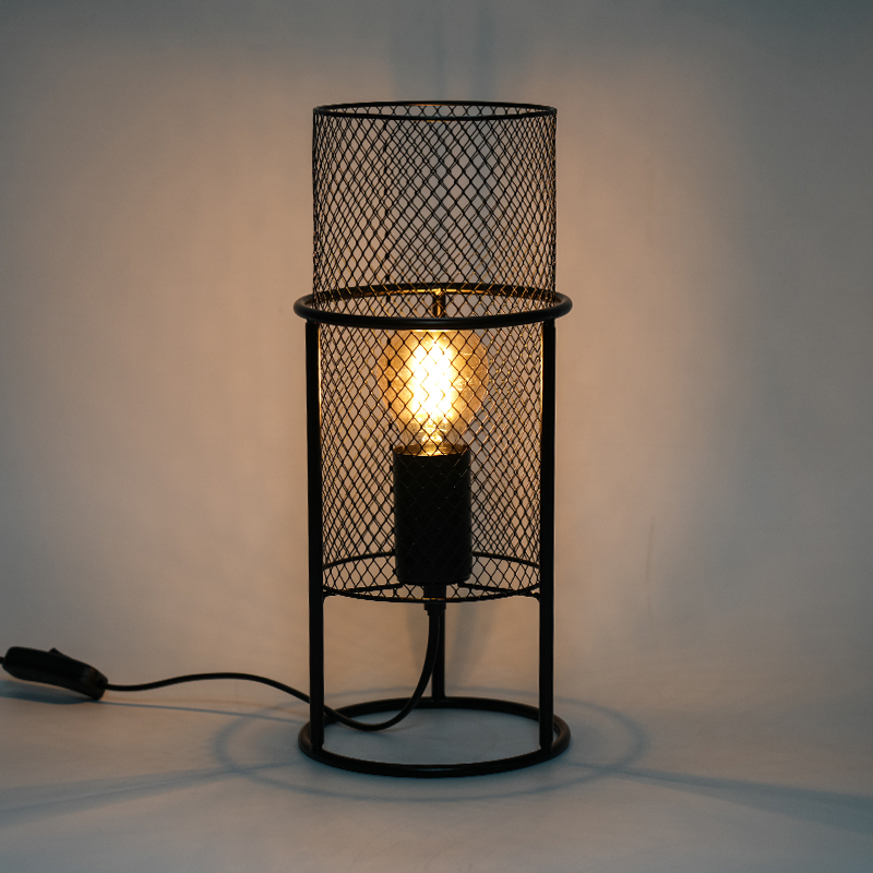 Cylindryczna lampa stołowa osłony siatki