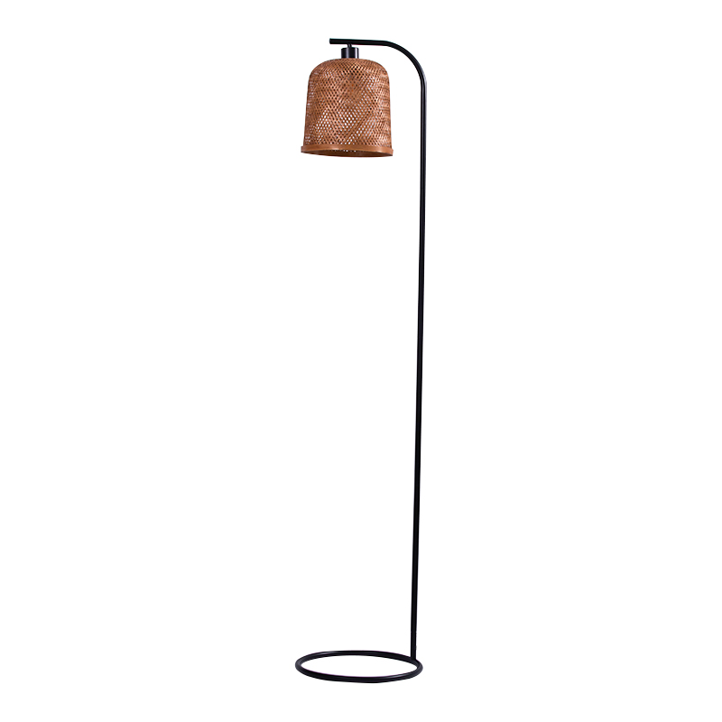 Brązowa bambusowa lampa podłogowa